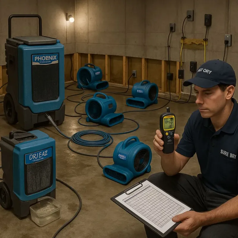 Structural Drying and Dehumidification process in Glassboro, NJ